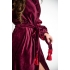 Moteriškas klasikinis chalatas iš pliušinio veliūro, rubino spalva