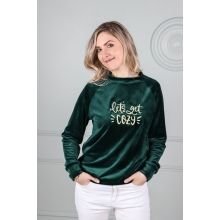 Džemperis iš Soft veliūro “Lets get cozy”, žalias